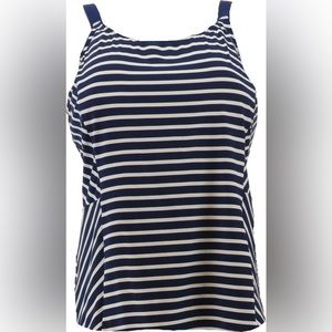 Lands End Womens 18 Navy and White stripe tankini top